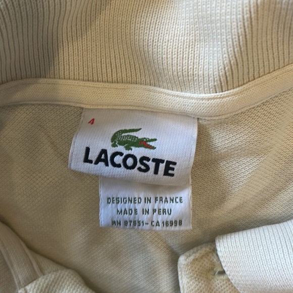 Men’s Lacoste Yellow Canary Polo Size 4 Short Sleeves - Picture 2 of 4